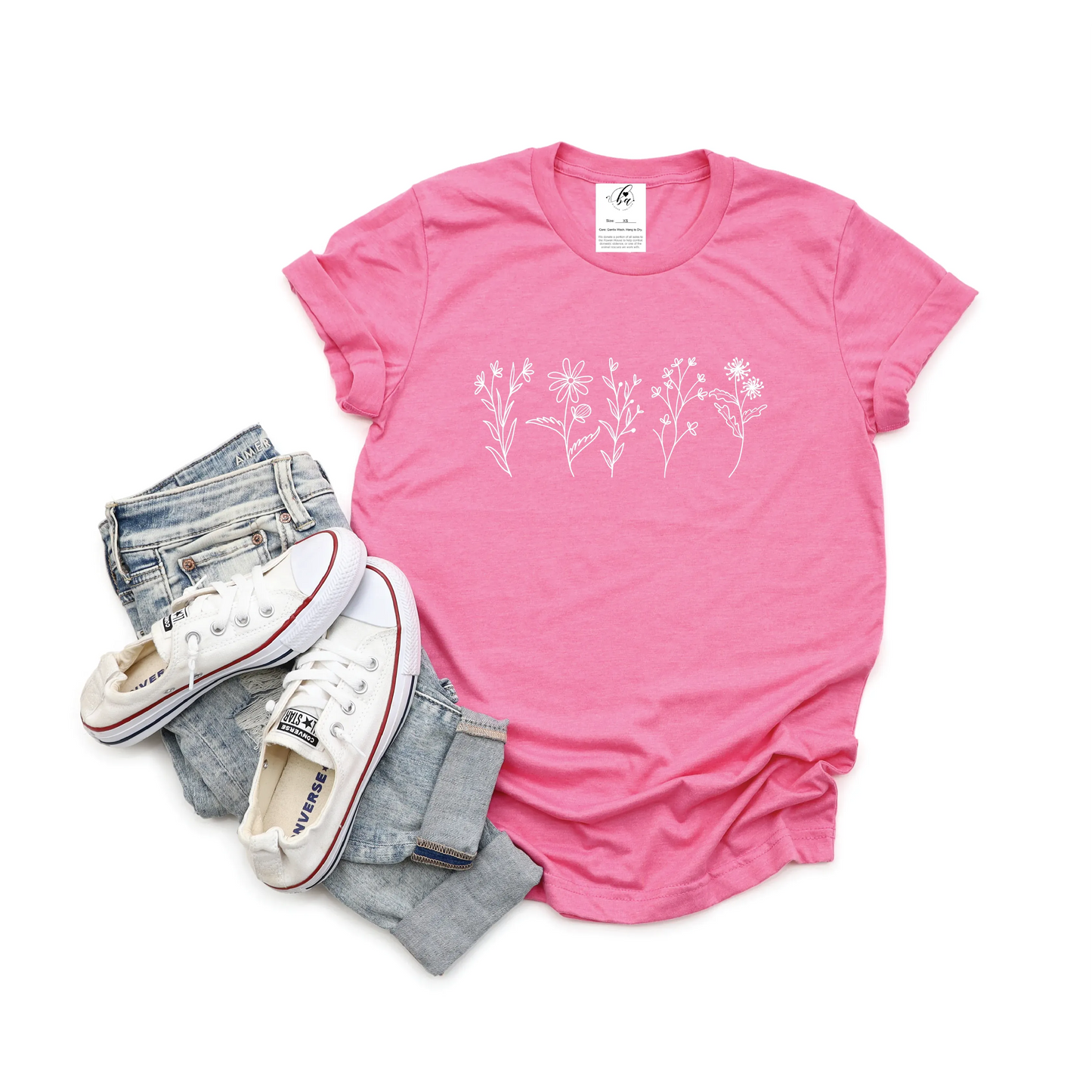 Blonde Ambition Women's Short Sleeve Wildflower Tee Shirt-Multiple Colours