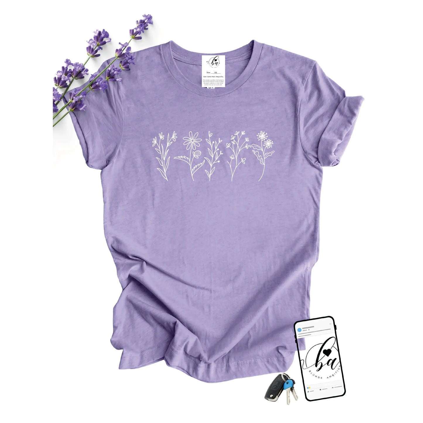 Blonde Ambition Women's Short Sleeve Wildflower Tee Shirt-Multiple Colours