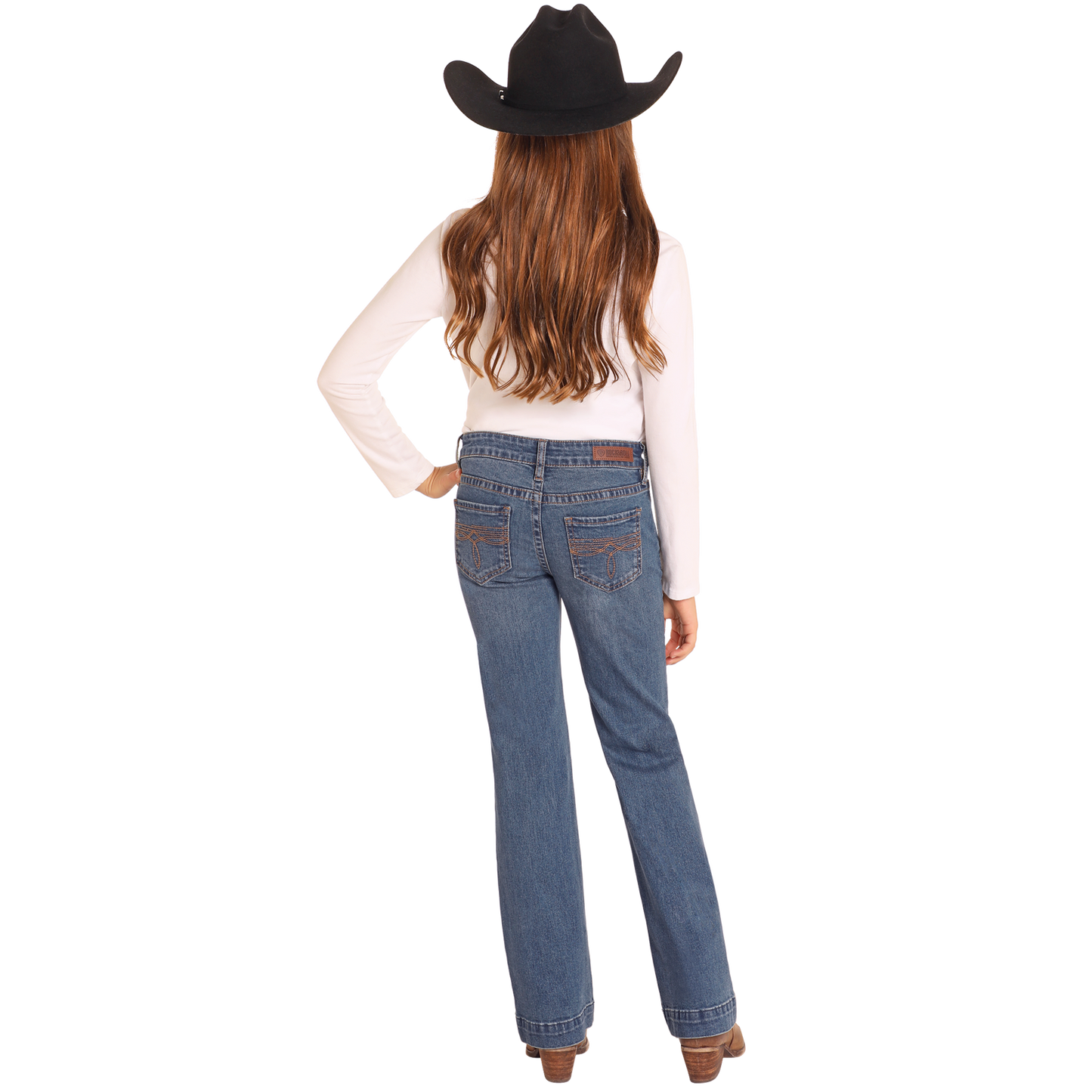 Rock & Roll  Girl's Boot Stitch Trouser-Medium Vintage Wash