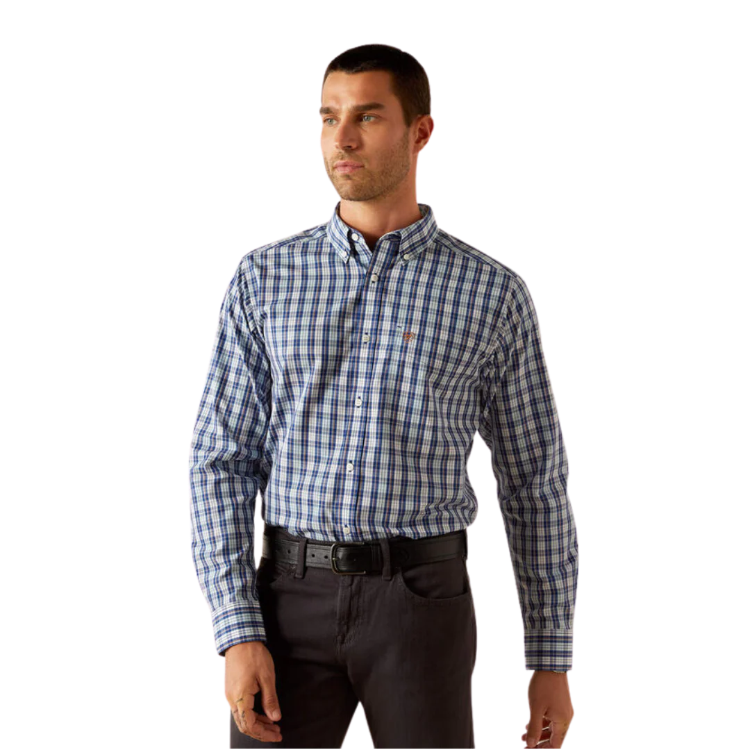 Ariat Men's Long Sleeve Wrinkle Free Bronson Fitted Shirt- Blue