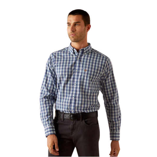 Ariat Men's Long Sleeve Wrinkle Free Bronson Fitted Shirt- Blue