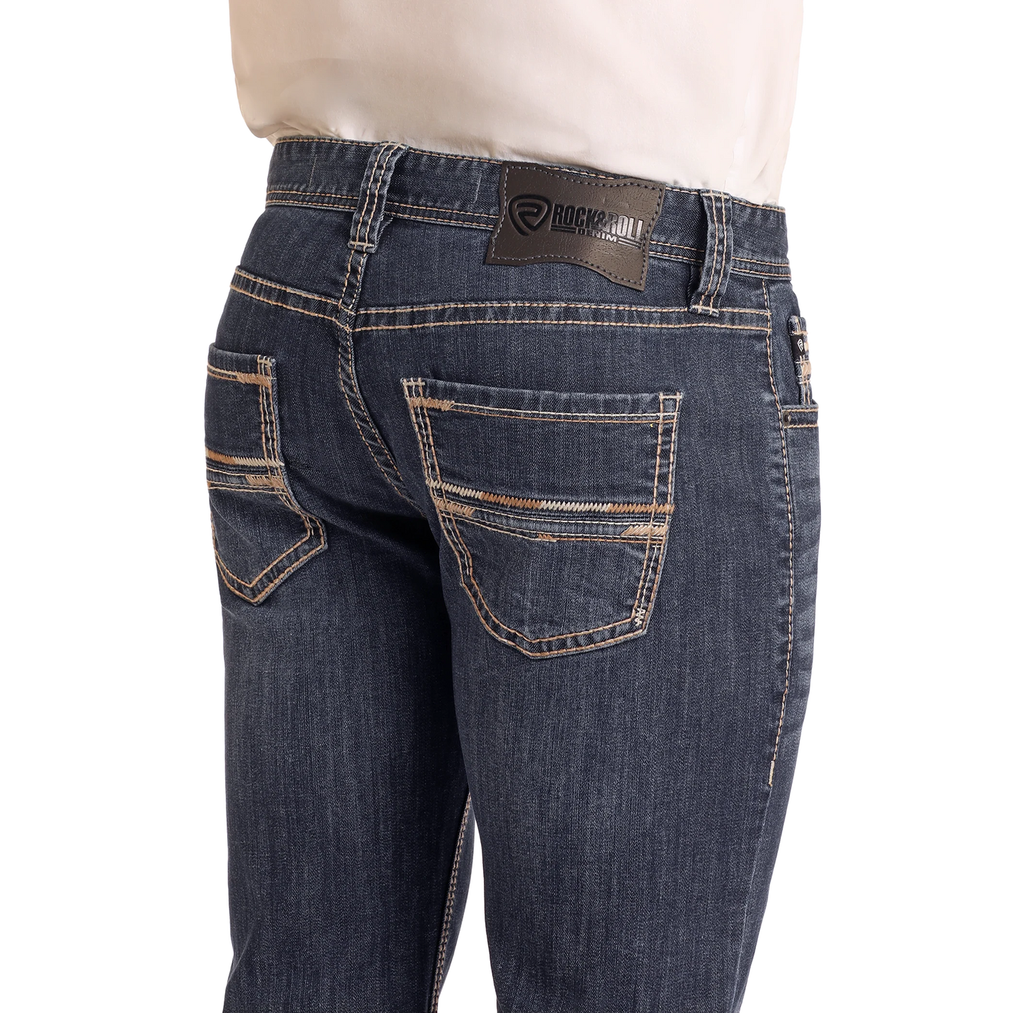 Rock & Roll Men's Raised Denim Pistol Bootcut Jeans - Dark Wash