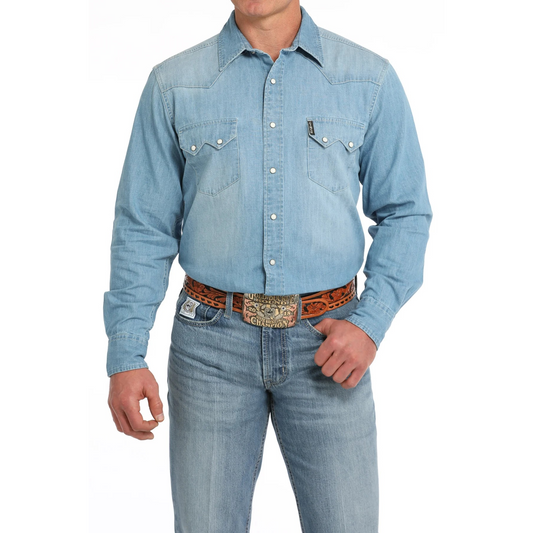 Cinch Men's Long Sleeve Denim Modern Fit Shirt - Indigo