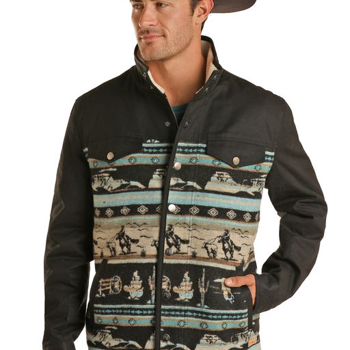 Rock & Roll Men's Canvas & Wool Coat - Black