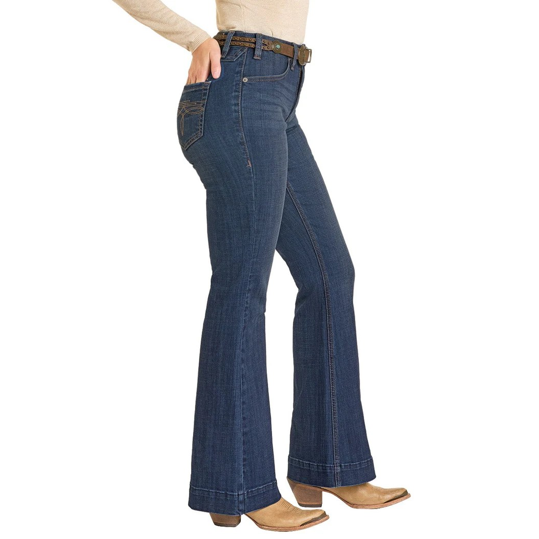 Rock & Roll Women's Boot Stitch High Rise Trouser Jean - Dark Wash
