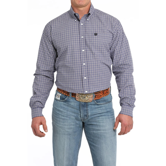Cinch Men's Plaid Long Sleeve Shirt - Purple