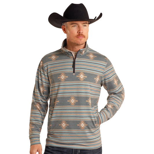 Rock & Roll Men's Performance Printed Pullover- Teal