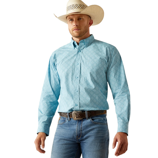 Ariat Men's Long Sleeve Garman Classic Fit Shirt- Turquoise