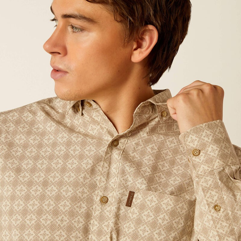 Ariat Men's Morgan Modern Long Sleeve Shirt- Pumice Stone