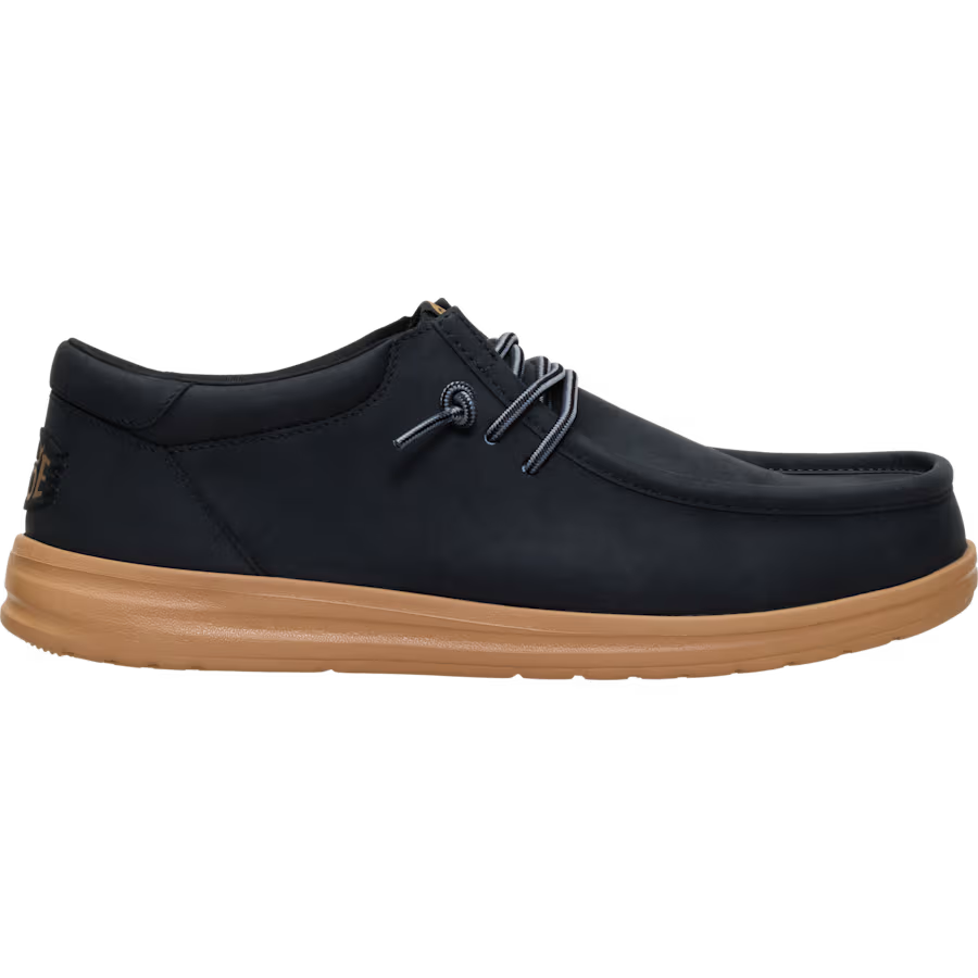 Hey Dude Men's Paul Full Grain Leather Shoe- Black/Tobacco Brown