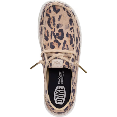 Hey Dude Women's Wendy Craft Suede Shoe- Taupe Leopard