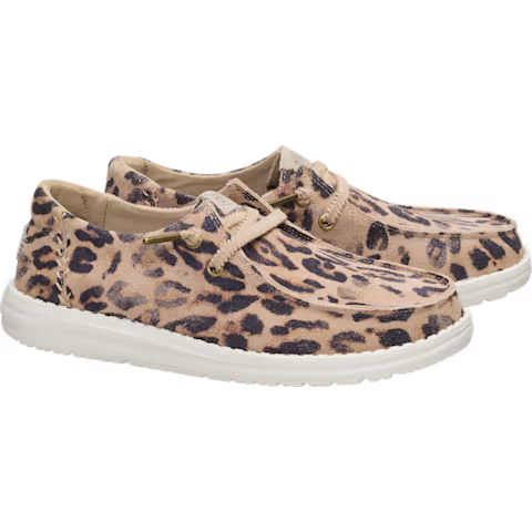 Hey Dude Women's Wendy Craft Suede Shoe- Taupe Leopard