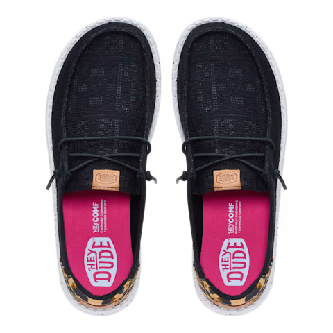 Hey Dude Women's Wendy Wildcat Shoe- Black/Leopard
