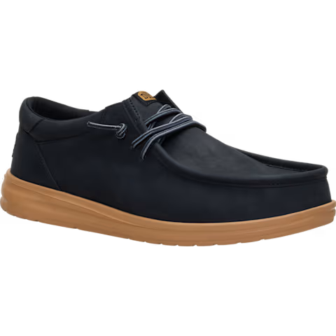 Hey Dude Men's Paul Full Grain Leather Shoe- Black/Tobacco Brown