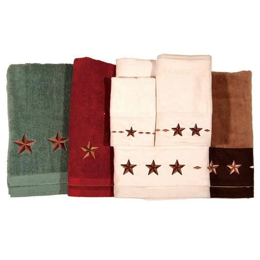 HiEnd Accents Embroidered Star Towel Set - 3 piece - Mocha