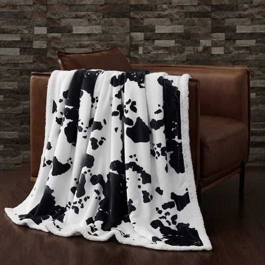HiEnd Elsa Cowhide Campfire Sherpa Throw - Black
