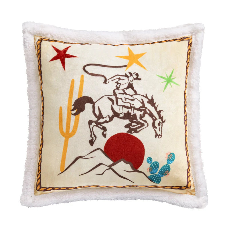 HiEnd Accents Western Adventure Campfire Sherpa Pillow