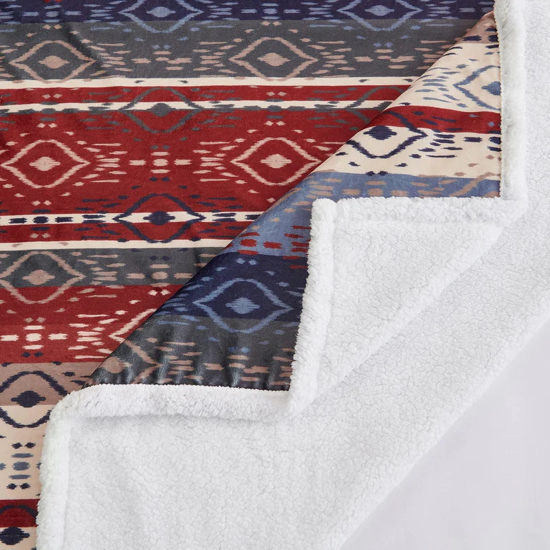 HiEnd Accents Home On The Range Aztec Campfire Sherpa Throw