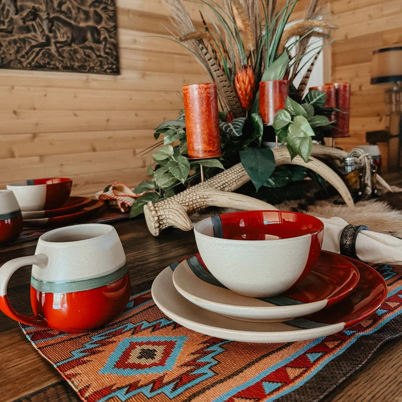 HiEnd 16-Pc Pasadizo Ceramic Dinnerware Set- Pomegranate