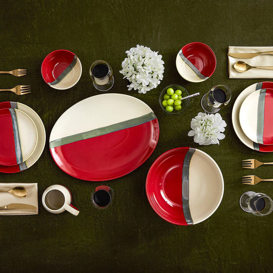 HiEnd 16-Pc Pasadizo Ceramic Dinnerware Set- Pomegranate