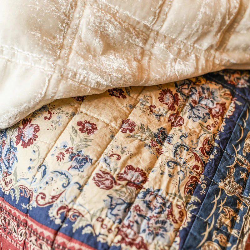 Hi End Accents Patchwork Bandana Reversible Quilt Set-