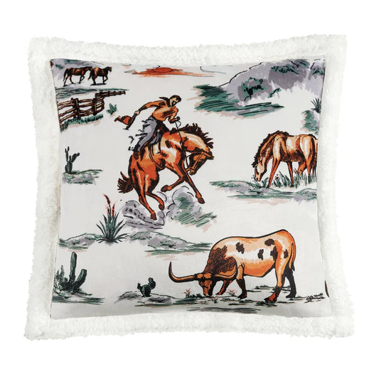 HiEnd Ranch Life Western Toile Campfire Sherpa Pillow - Dufflebag
