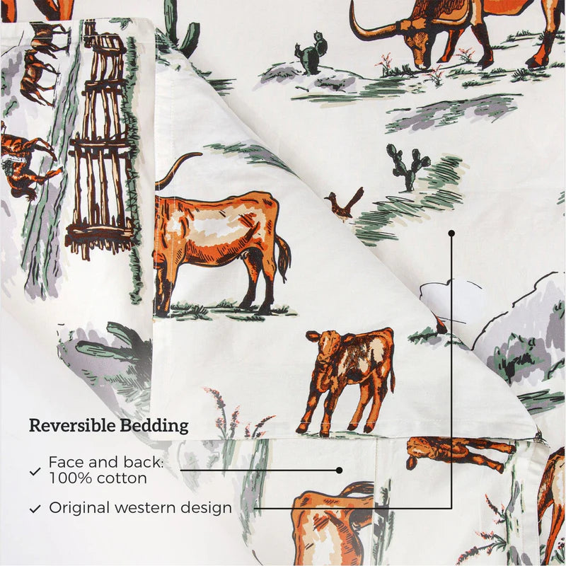 Hi End Accents Ranch Life Western 3 Piece  Toile Reversible Quilt Set- Black - Irvine Tack & Western Wear