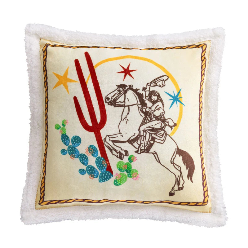 HiEnd Accents Riders Salute Campfire Sherpa Throw Pillow