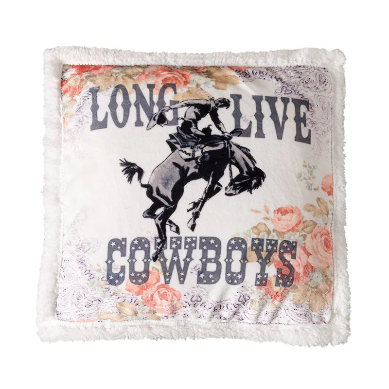HiEnd Accents Long Live Cowboys Campfire Sherpa Pillow