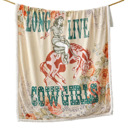 HiEnd Accents Long Live Cowgirls Campfire Sherpa Throw