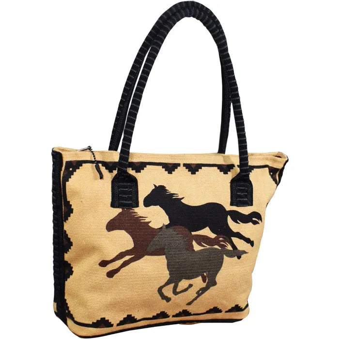 El Paso Wild Horses Cotton Stencil Purse - Irvine Tack & Western Wear