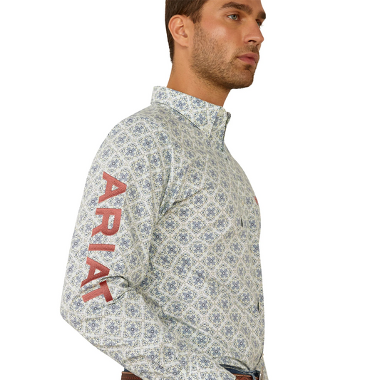 Ariat Men's Long Sleeve Team Prestley Fitted Shirt- Blue