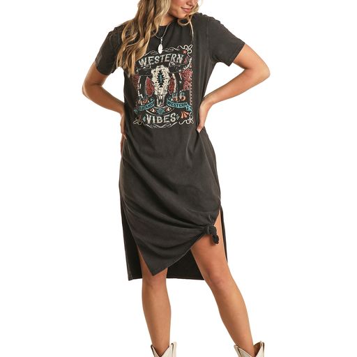 Rock & Roll Women's T-Shirt Dress - Black