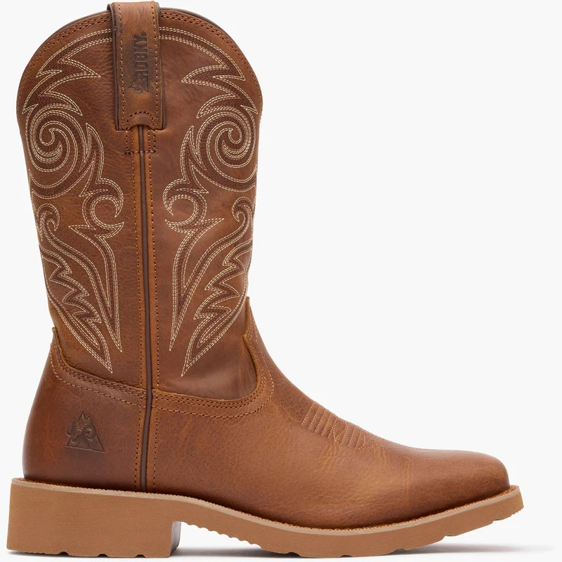 Rocky Men's Original Ride FLX Back Zip Waterproof Snake Boot - Cognac