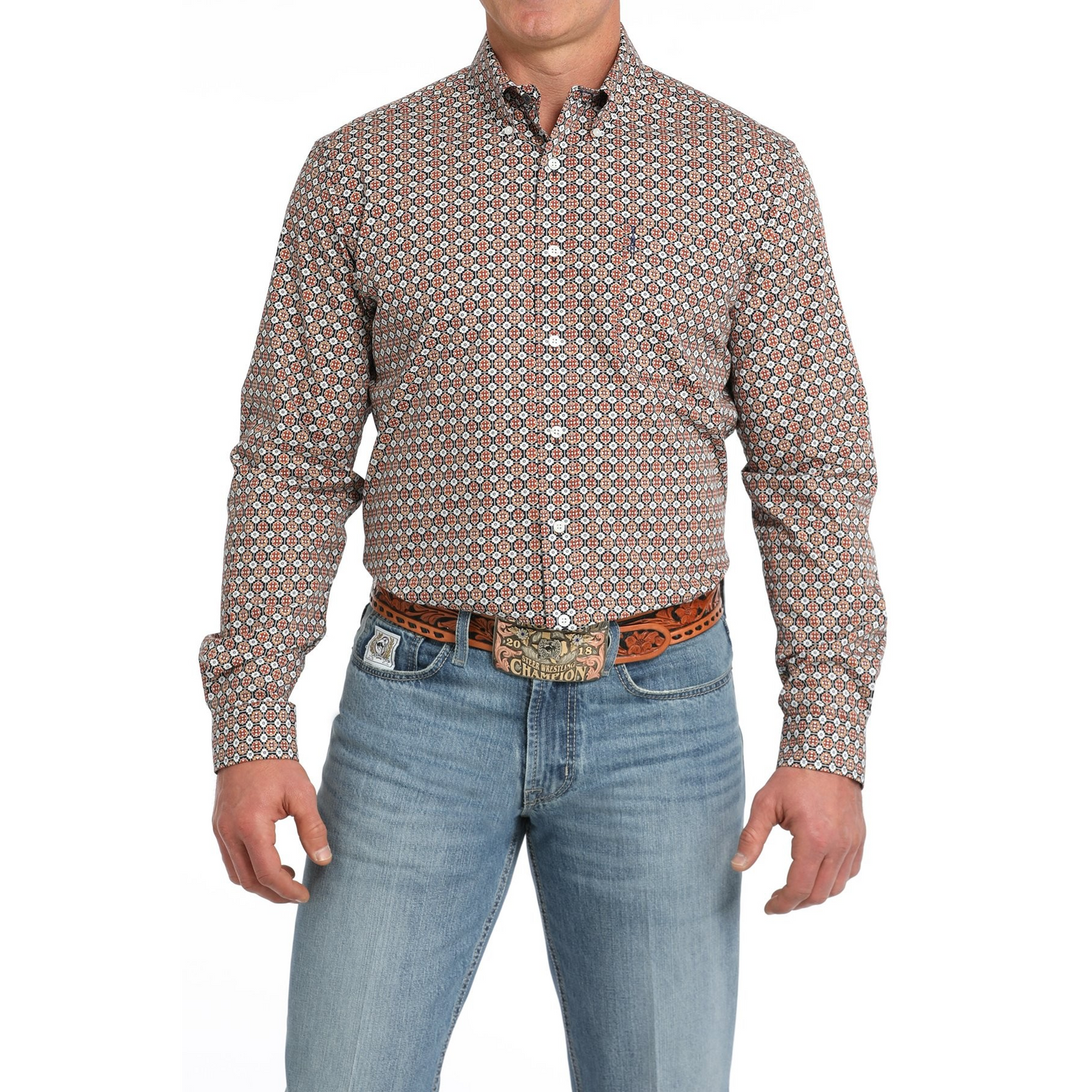 Cinch Men's Modern Fit Medallion Print Button Down Shirt - Multi