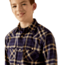 Ariat Boy's Hayes Retro Long Sleeve Fit Shirt- Dark Denim
