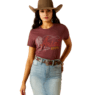 Ariat Women's Modern Neon Short Sleeve Tee Shirt- Maroon Heather