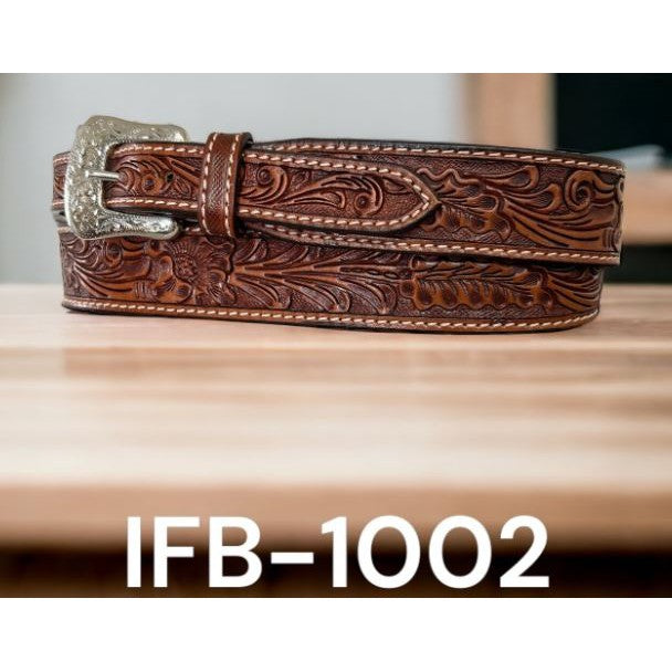Ranger Belt Company - Tappered Floral Chestnut Belt - Irvine Tack & Western Wear
