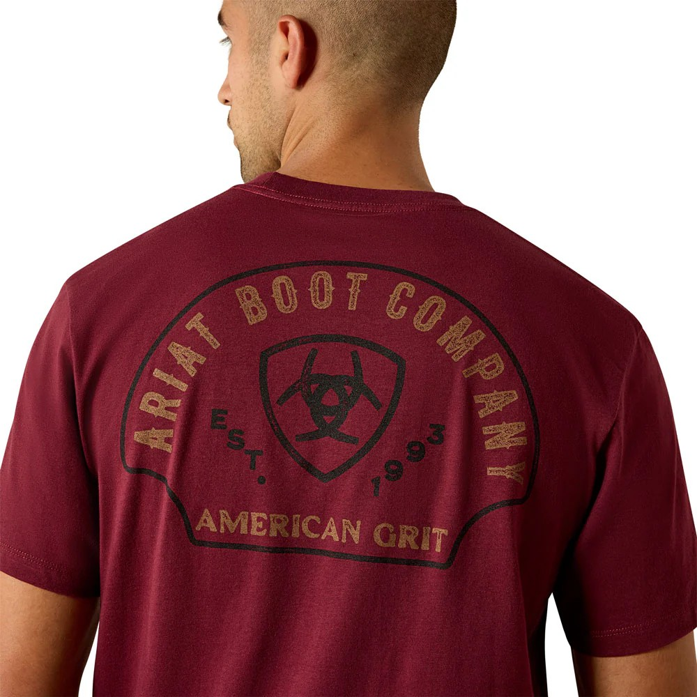 Ariat Men's Shell Game Short Sleeve Tee Shirt - Maroon Brown