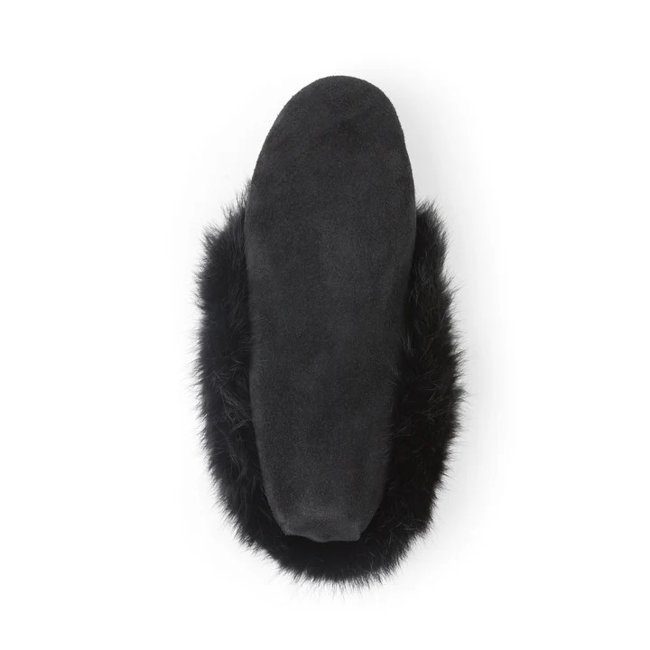 Bastien Ladies Moccasins with Black Rabbit Fur