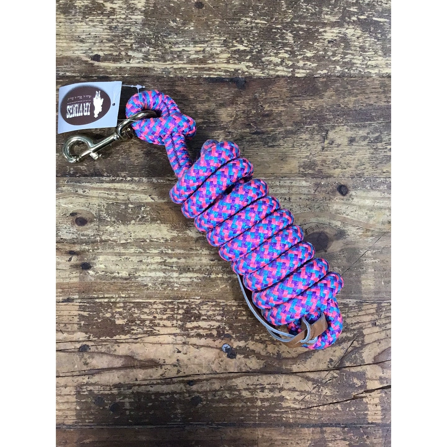 Irvine Cowboy Lead 9 ft 5/8" Lead w/Brass Plated Bolt Snap MIX COLOURS