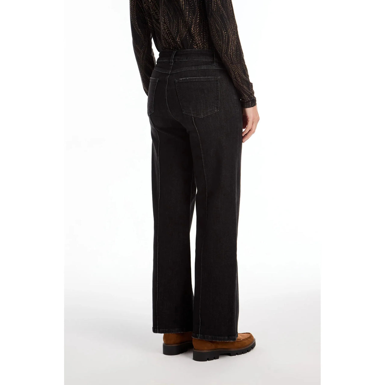 FDJ Women's Olivia Pintuck Wide Leg Jeans- Black Wash