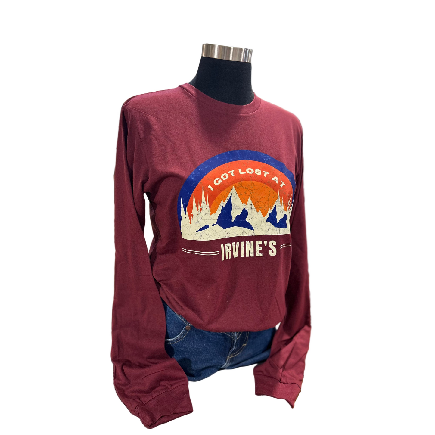 Irvine Unisex Long Sleeve Mountain T-Shirt - Heather Cardinal