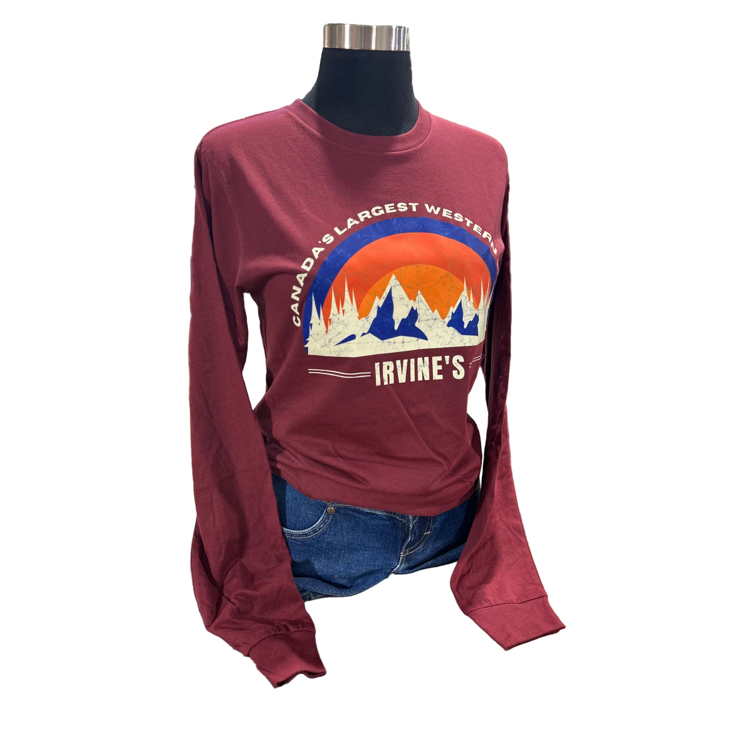 Irvine Unisex Long Sleeve "Canada's Largest" T-Shirt - Heather Cardinal