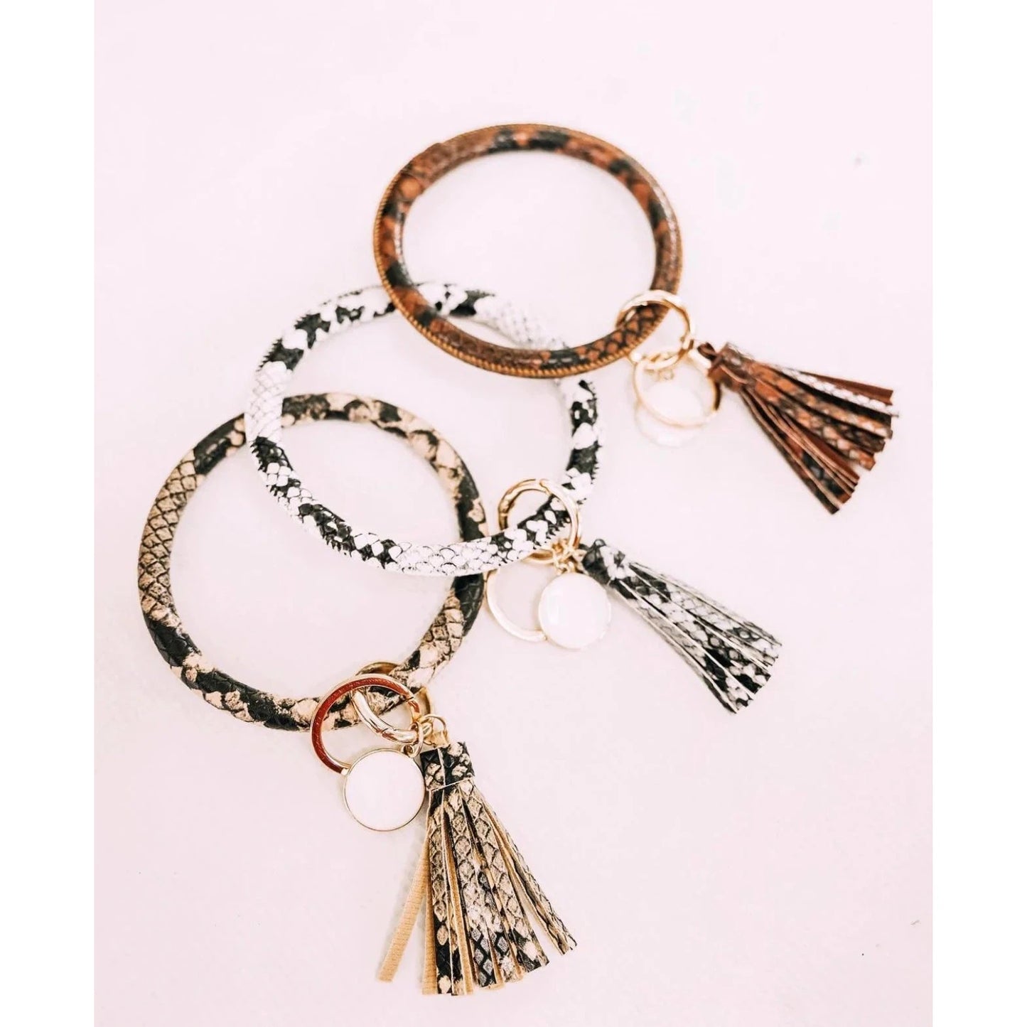 The Front Porch Label Bangle Keyring w/Tassel - Assorted Colours