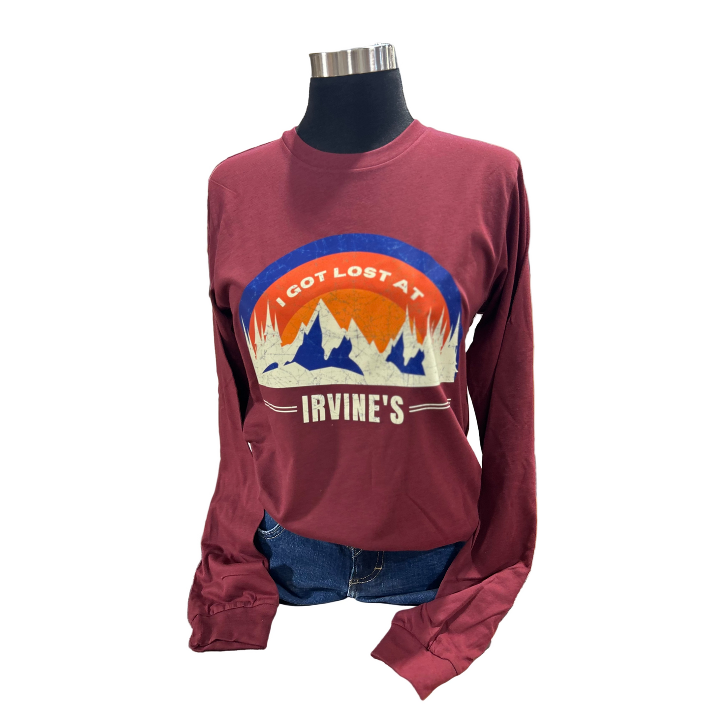Irvine Unisex Long Sleeve Mountain T-Shirt - Heather Cardinal
