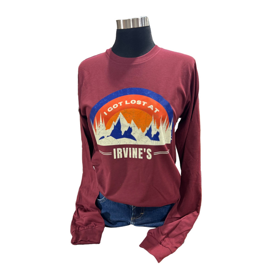 Irvine Unisex Long Sleeve Mountain T-Shirt - Heather Cardinal