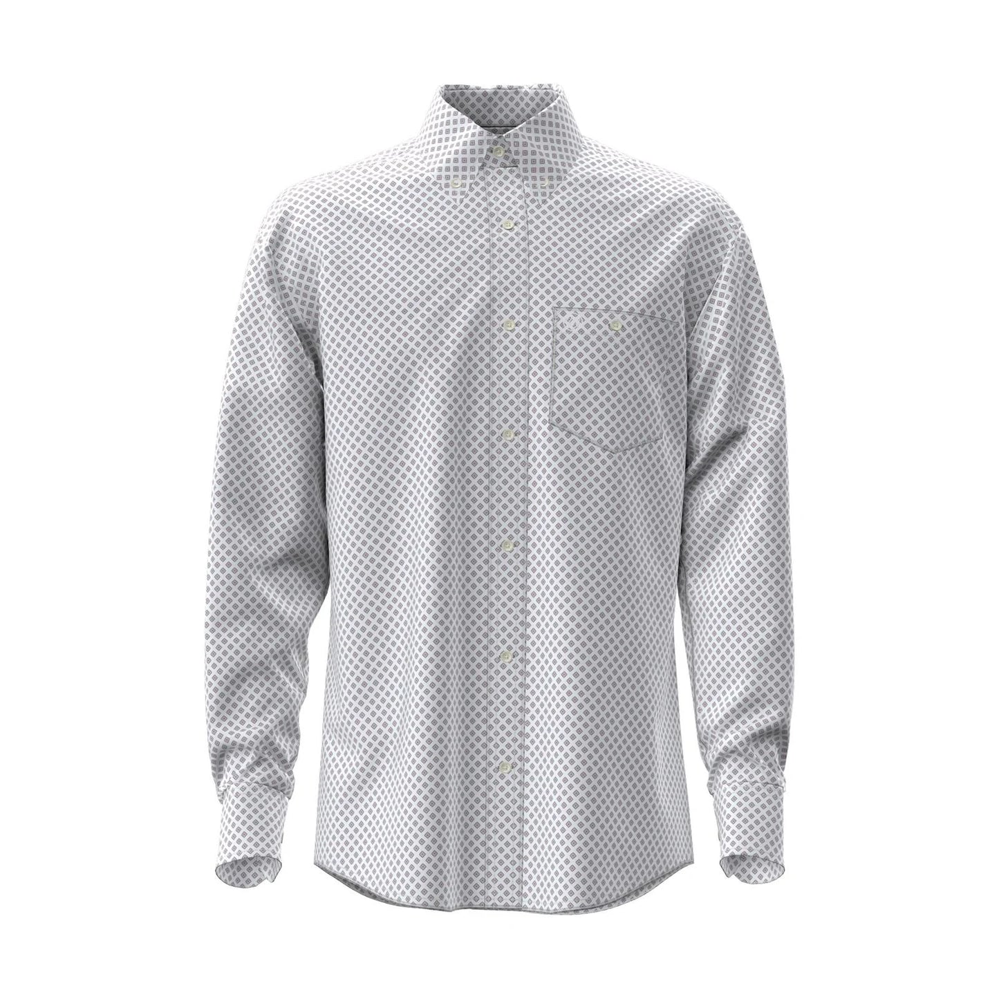 Wrangler Men's Geometric Print Long Sleeve Western Shirt - White/Burgundy