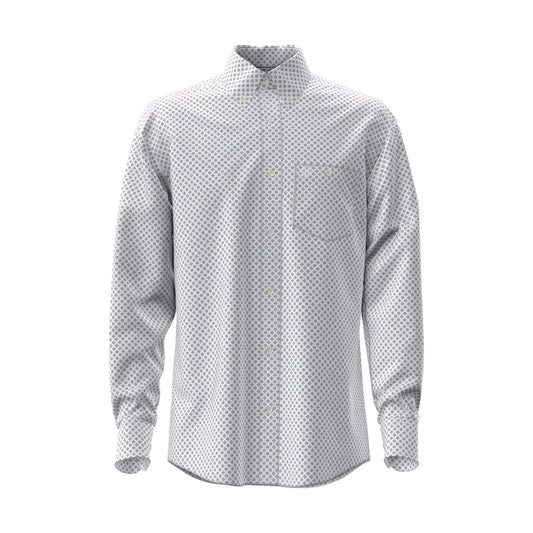 Wrangler Men's Geometric Print Long Sleeve Western Shirt - White/Burgundy