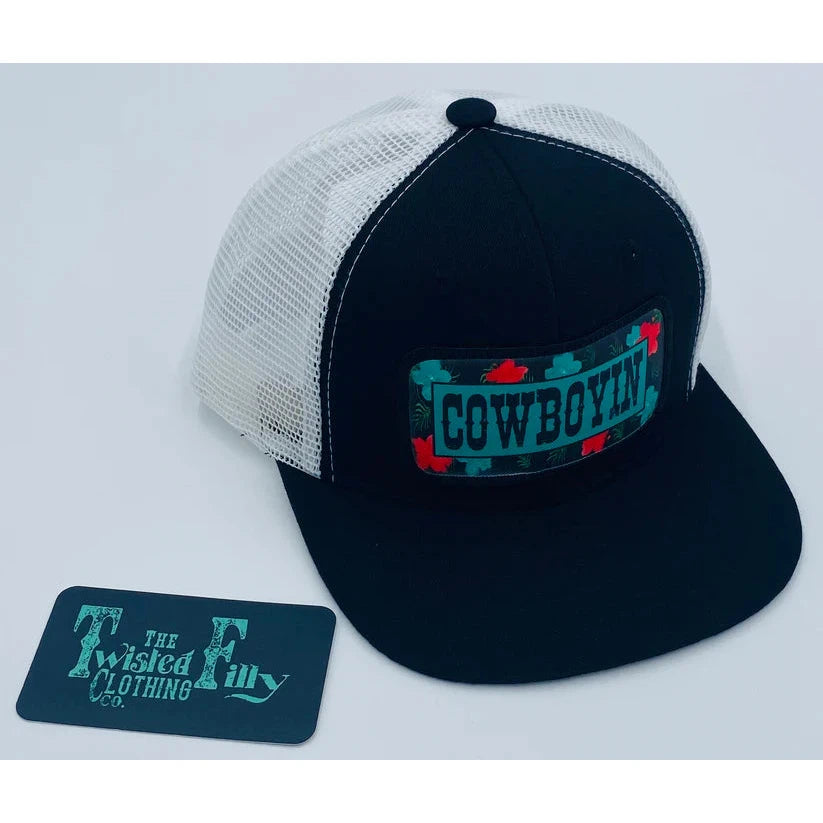 The Twisted Filly Coboyin Slogan Infant/Toddler Trucker Hat - Black/White